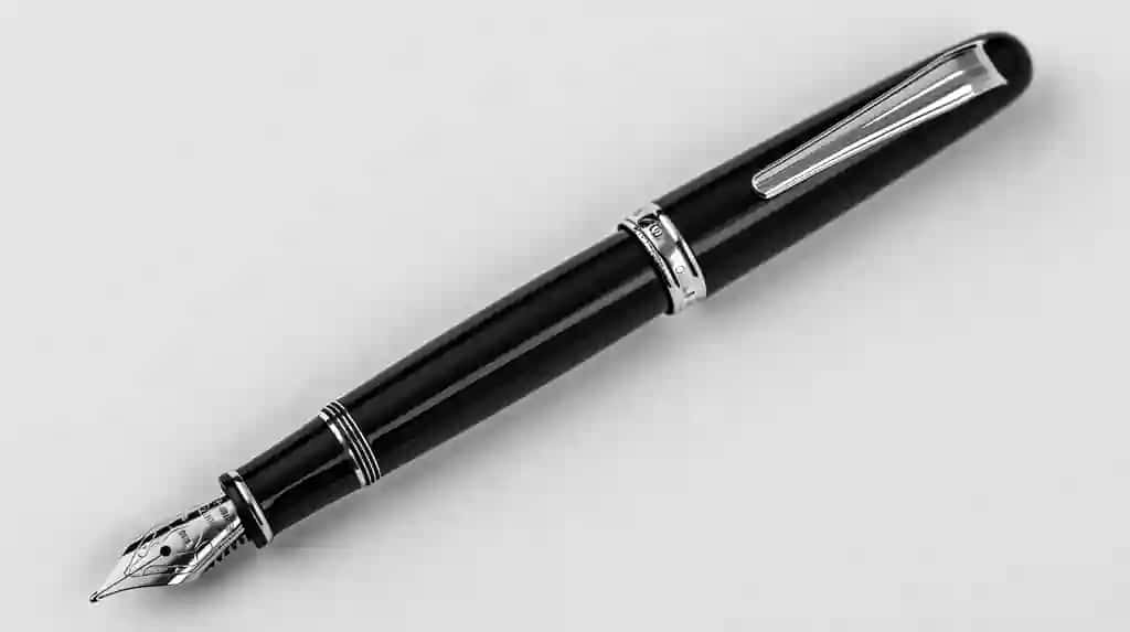 Yagona oq qog'ozli oq qog'ozli qalam | Single elegant fountain pen resting blank sheet white paper