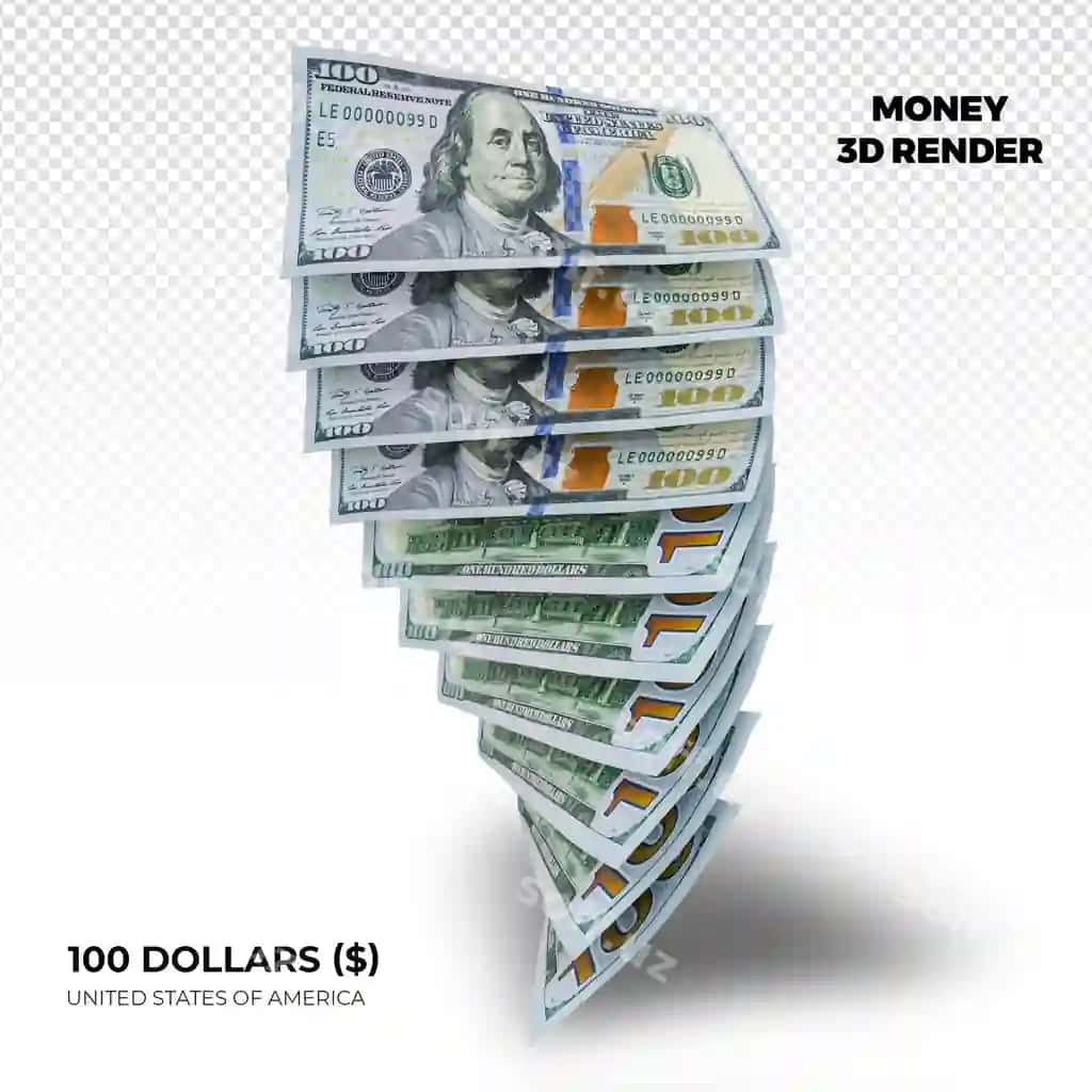 3D renderlash steklari Amerika Qo'shma Shtatlari pullari 100 dollarlik banknotalar | 3d rendering stacks united states america money 100 dollar banknotes