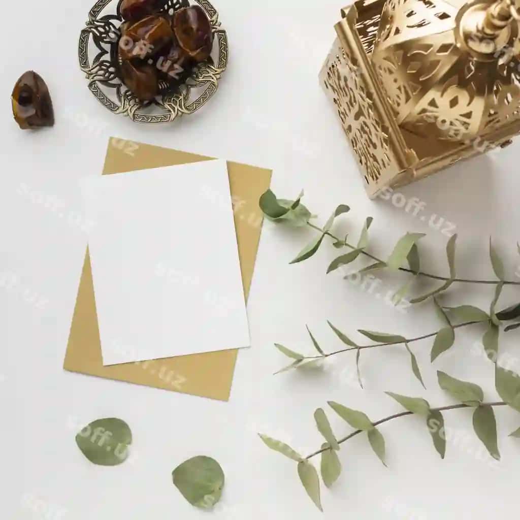 Ramazon kareem namuna o'simliklar bilan | Ramadan kareem mockup with plants