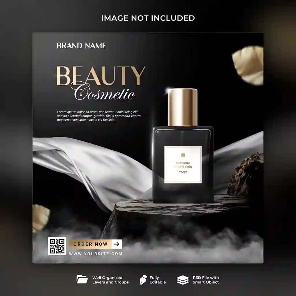 Parfyumeriya go'zallik mahsulotlari bo'yanish savdosi hikoyasi posti ijtimoiy media shablonlari | Perfume beauty products makeup sale story post social media template