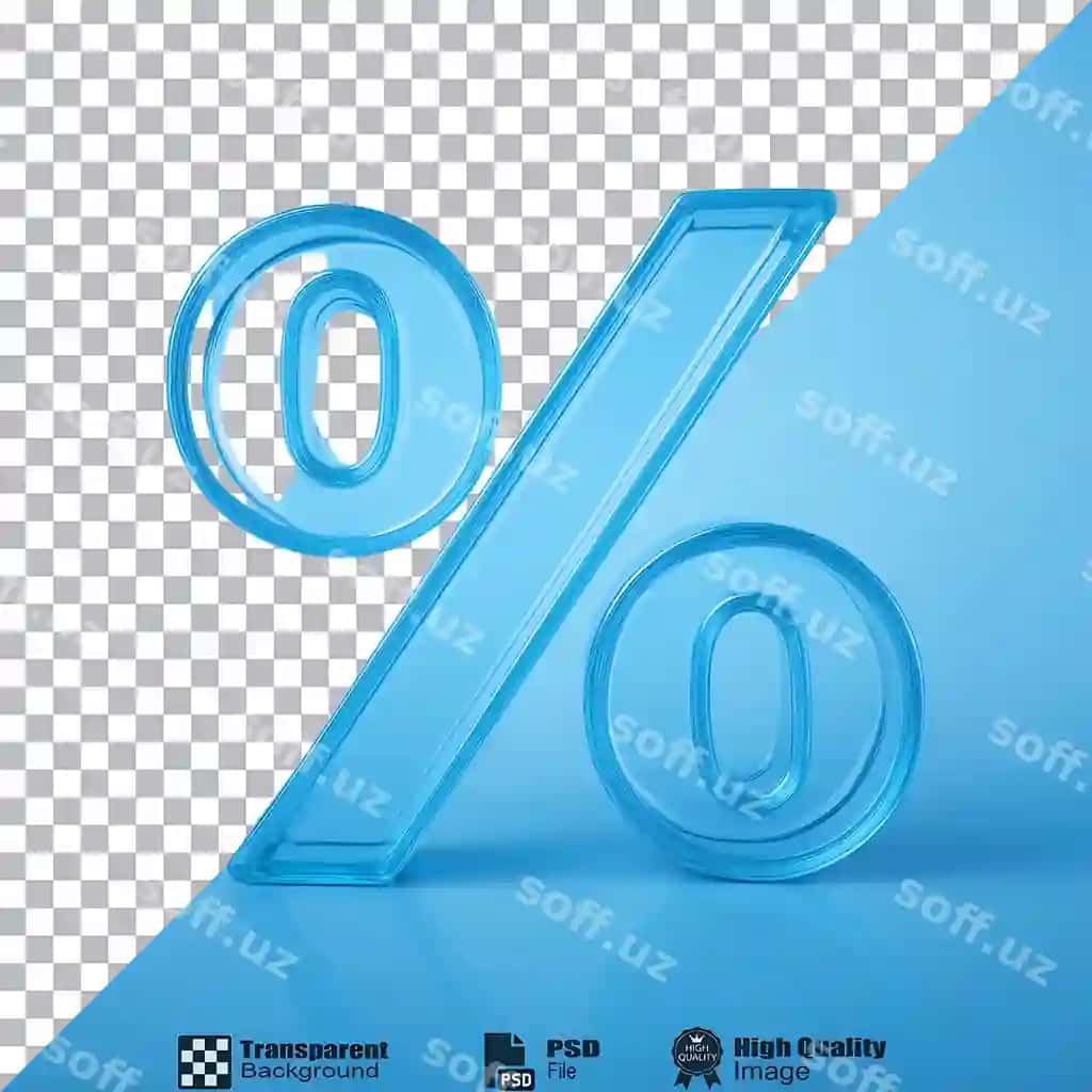 Shisha foiz belgisi izolyatsiya qilingan shaffof fon | Glass percentage sign isolated transparent background