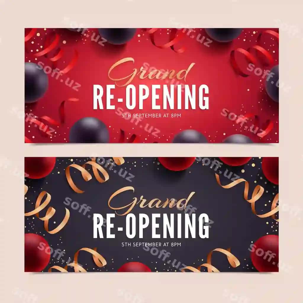 Tez orqali katta qayta oching banneri | Grand re opening soon banner