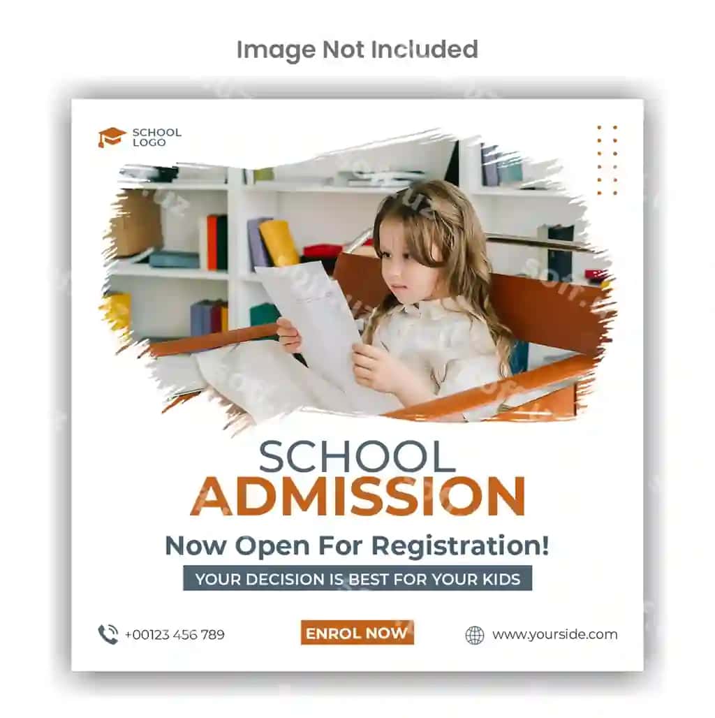 Maktabga qabul qilish instagram ijtimoiy media shablon dizayni | School admission instagram social media template design