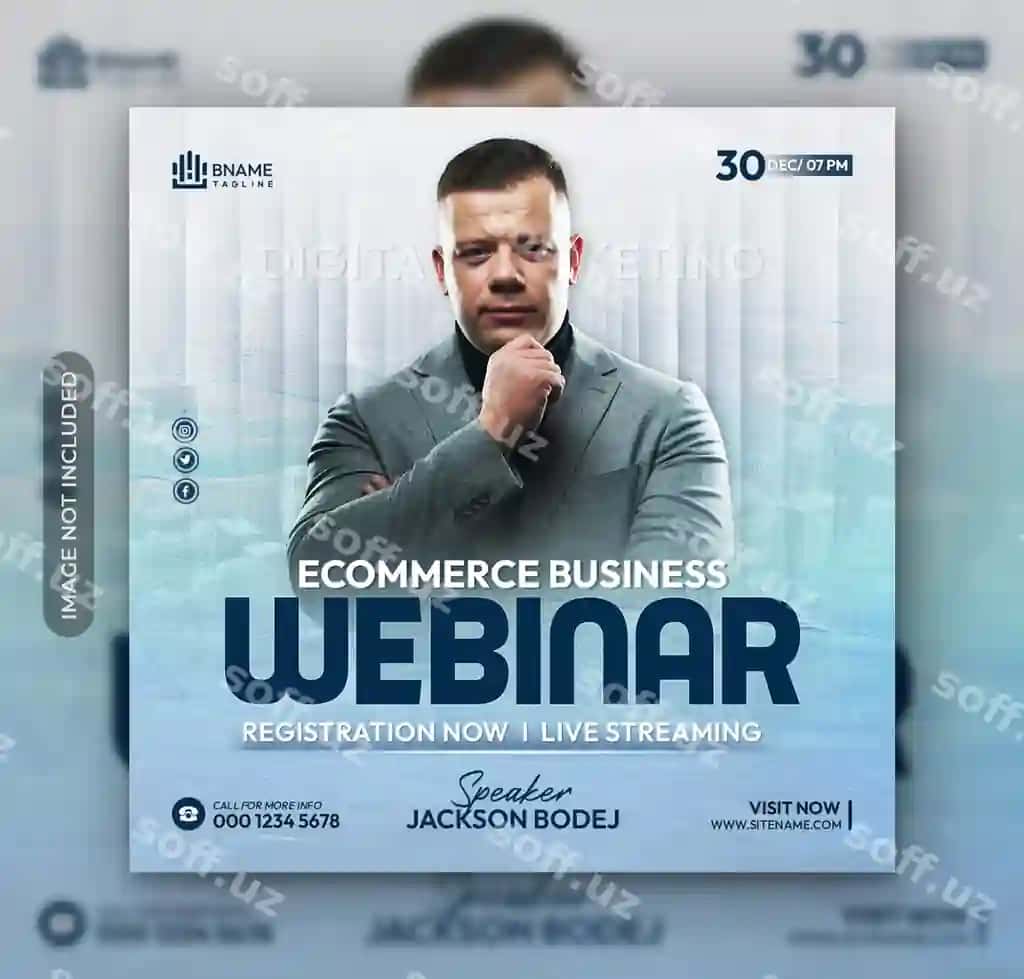 Webinar kvadrat flyer Instagram ijtimoiy tarmoqlar post shabloni | Webinar square flyer instagram social media post template