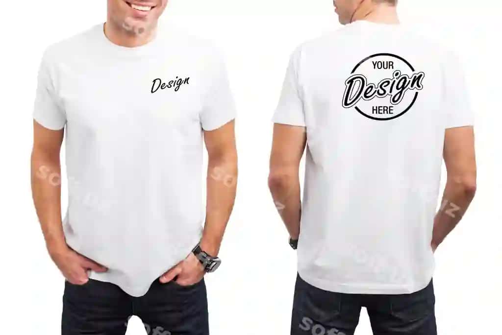Erkak oq futbolka shablon oldi orqa | Men s white tshirt template front back