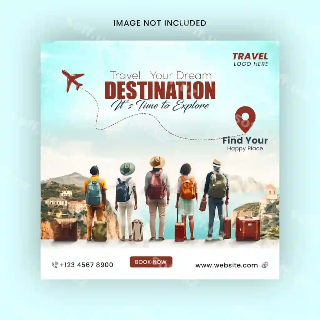 Psd ijtimoiy media sayohat dam olish Instagram posti turizm | Psd social media travel holiday vacation instagram post tourism