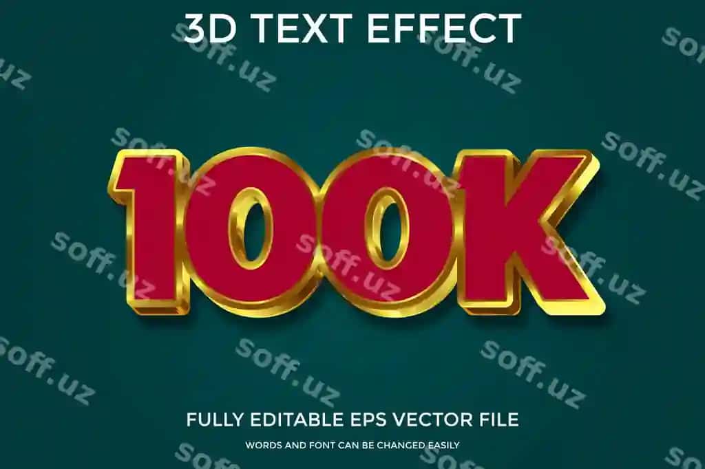 Shablon o f100k kuzatuvchi 3D matn effekti | Template o f100k follower 3d text effect