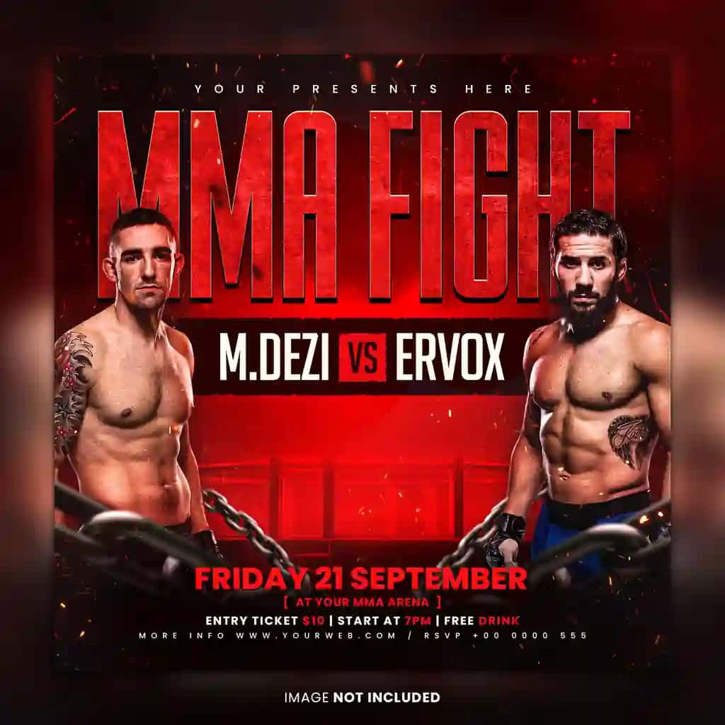 MMA jang sporti varaqasi shabloni | Mma fight sport flyer template