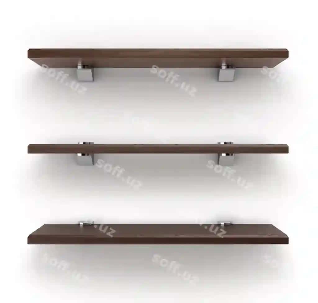 To'q rangli yog'och javonlar oq rangda | Darck wooden shelves isolated white
