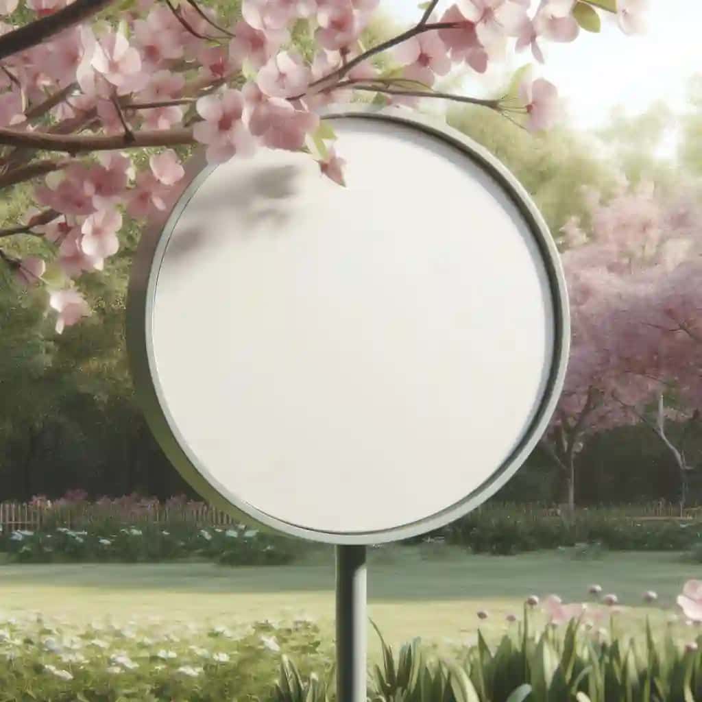 Blank minimal dumaloq tabelalar maketi dizayni gullaydigan park ai generative | Blank minimal circular signboard mockup design blooming park ai generative