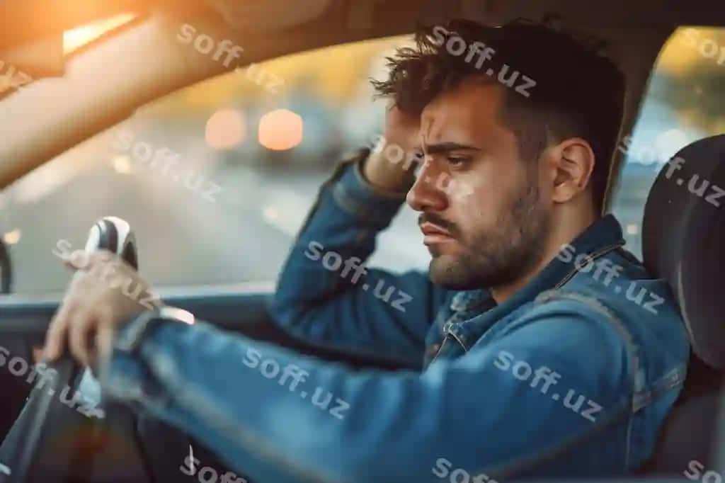 Hissiyotli lotin erkak mashina haydovchi hodisa yuzardi, gamg'am haydovchi trafikda tutib qolgan. | Emotional latin man driving car had accident sad driver stuck traffic