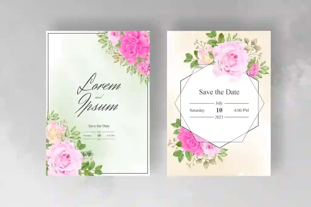 Elegant akvarel gulli ramka to'y taklifnomasi shabloni | Elegant watercolor floral frame wedding invitation template