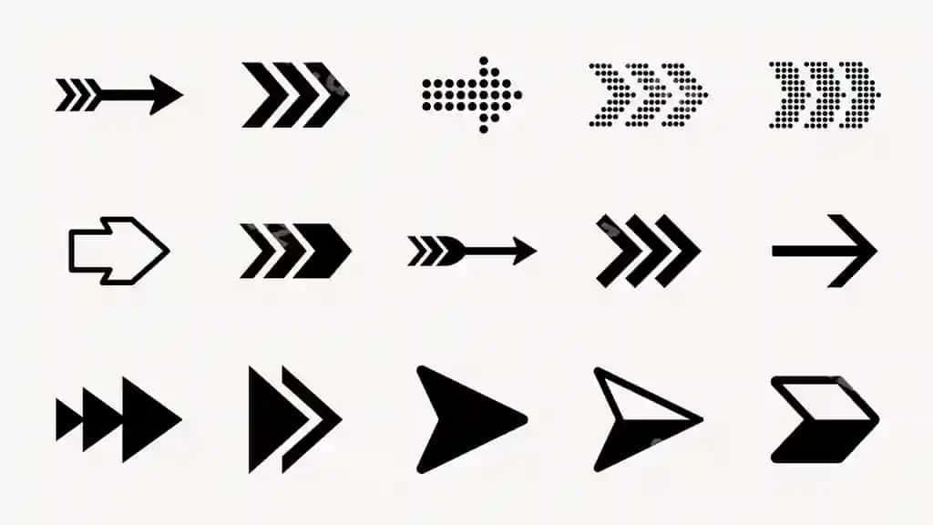 To'plam qora o'q piktogramma turli uslublar yo'nalishlari dizayn loyihalari | Collection black arrow icons various styles directions design projects