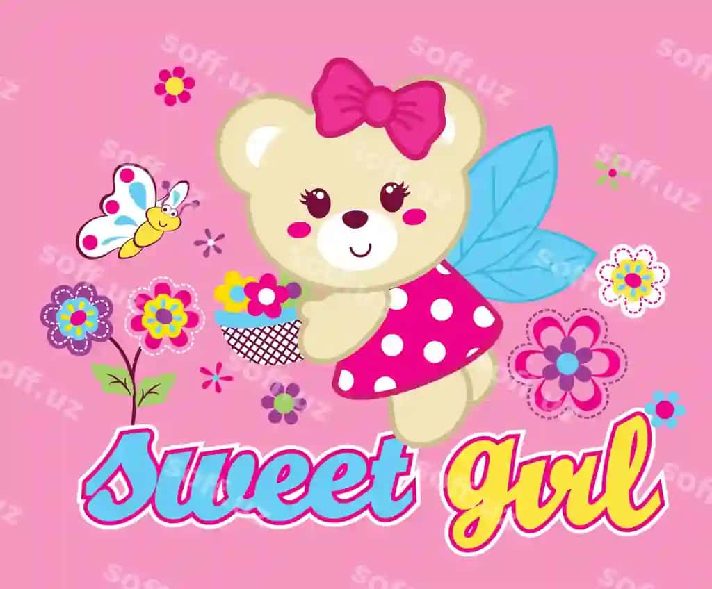 Chiqchi chiroyli go'zal gul vektor | Cute bear beautiful flower vector