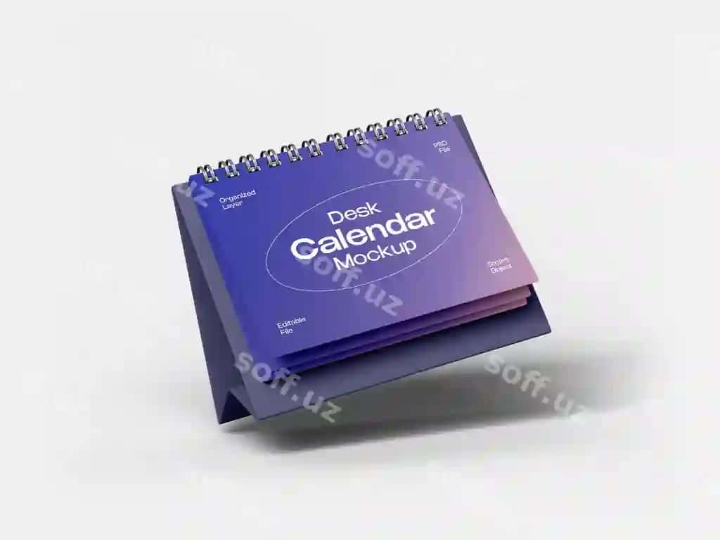 Burgi stol takvimi namunasi | Spiral desk calendar mockup