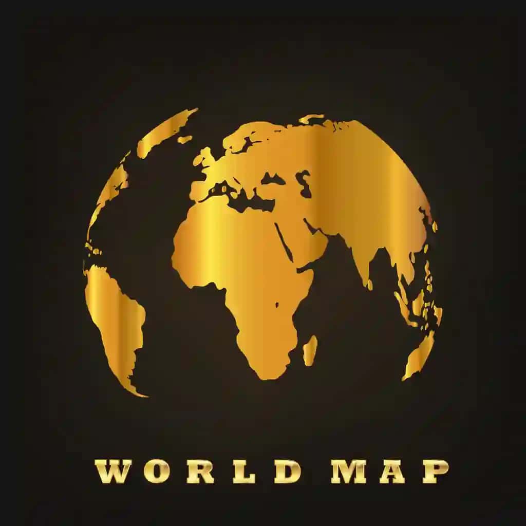 Oltin globus yer vektor tasviri | Golden globe earth vector illustration