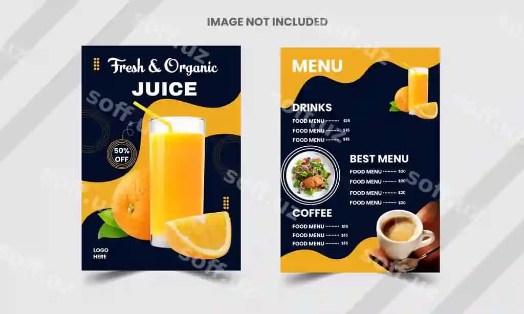 Bepul vektor go'zal oziq-ovqat menyu kartasi dizayn shabloni | Free vector beautiful food menu card design template