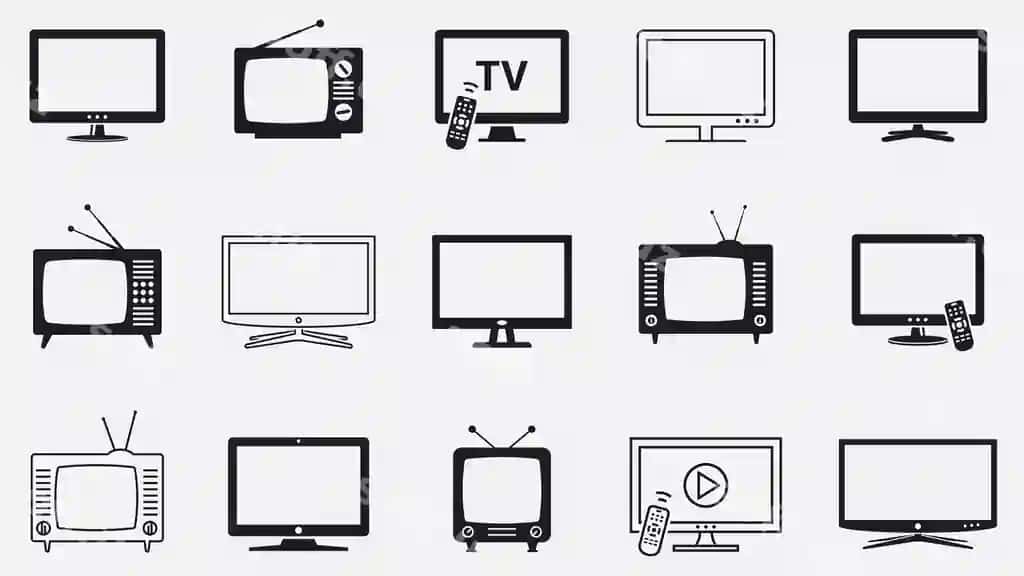 Televizor vektorining tekis chiziqli piktogrammalarini o'rnating | Set tv vector flat line icons