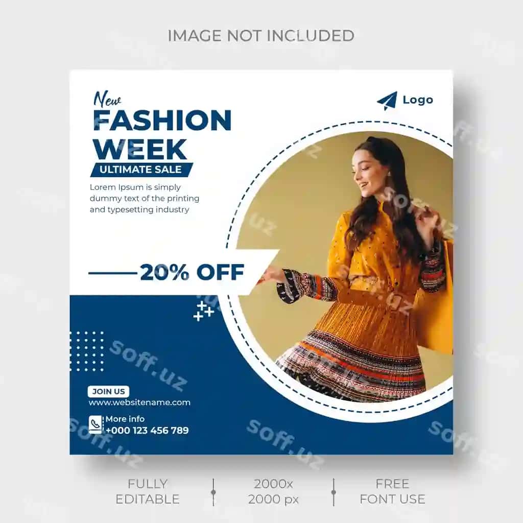 Moda sotuvi trenddagi ijtimoiy Instagram posti shablon banneri | Fashion sale trending social instagram post template banner
