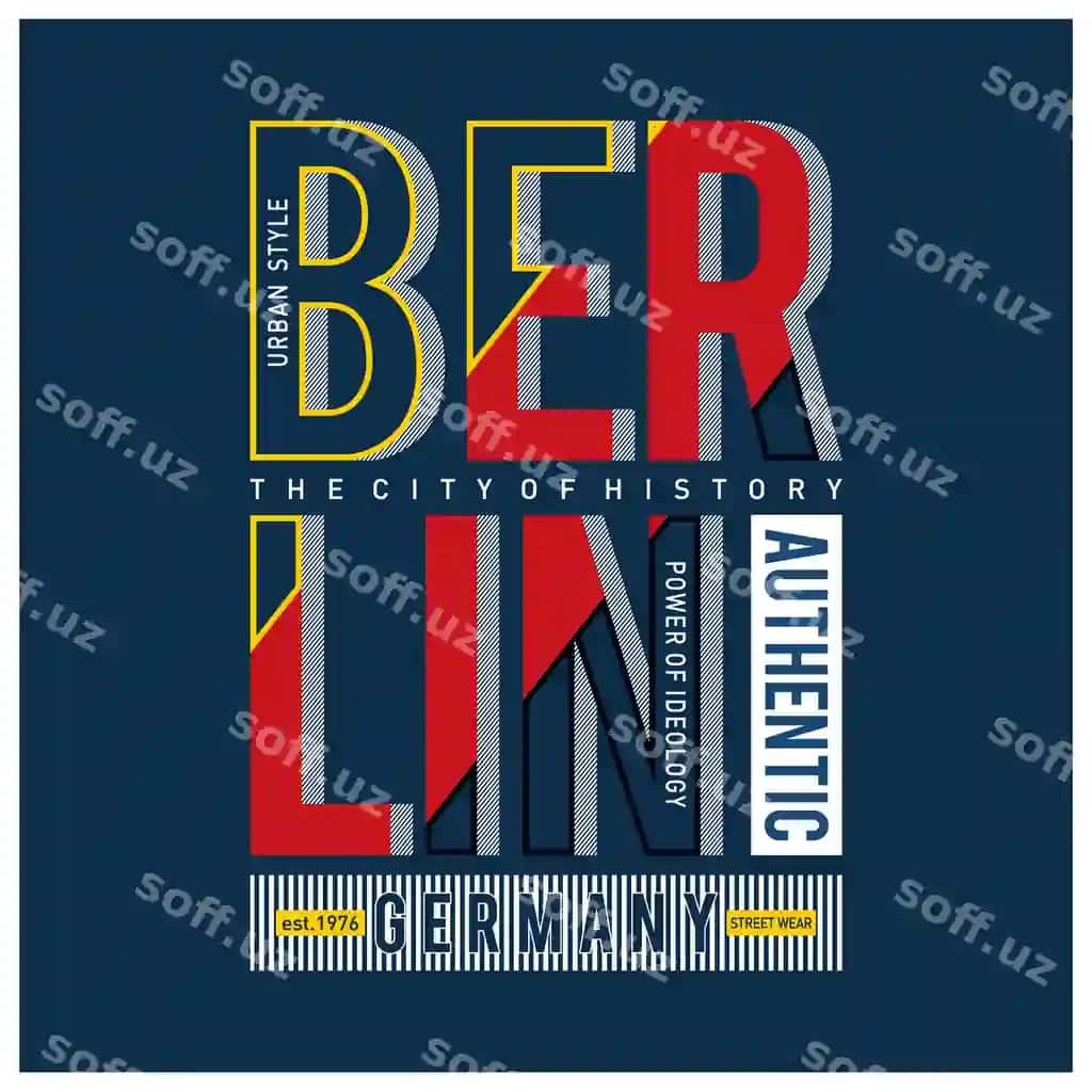 Berlin shahar uslubi grafik tipografiya futbolka dizayni | Berlin urban style graphic typography t shirt design
