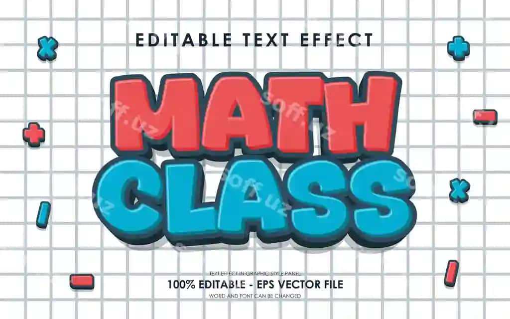 Tahrirlanga olinadigan matematika darsining 3d matn effekti | Editable math class 3d text effect
