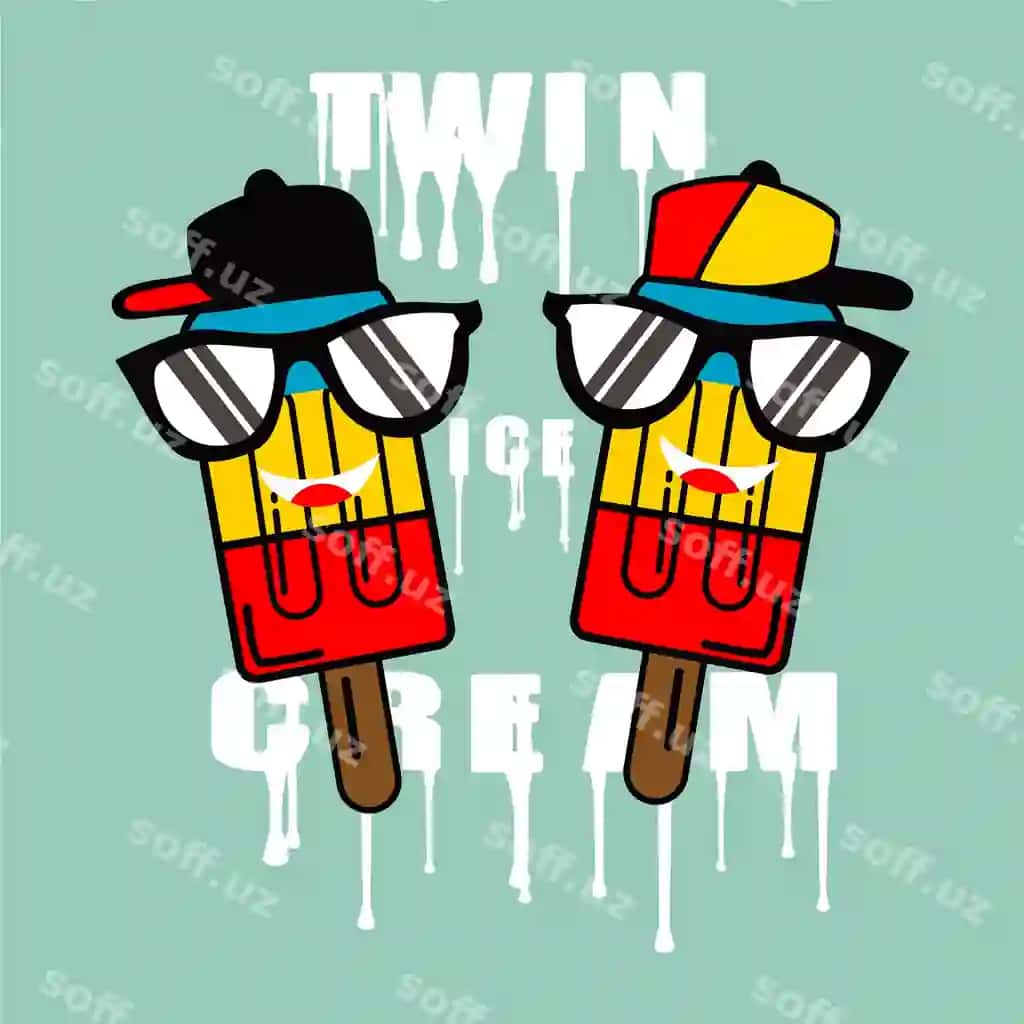 Sevimli muzq loyqa dizayn karykatur vektor illustratsiyasi | Cute ice cream design cartoon vector illustration