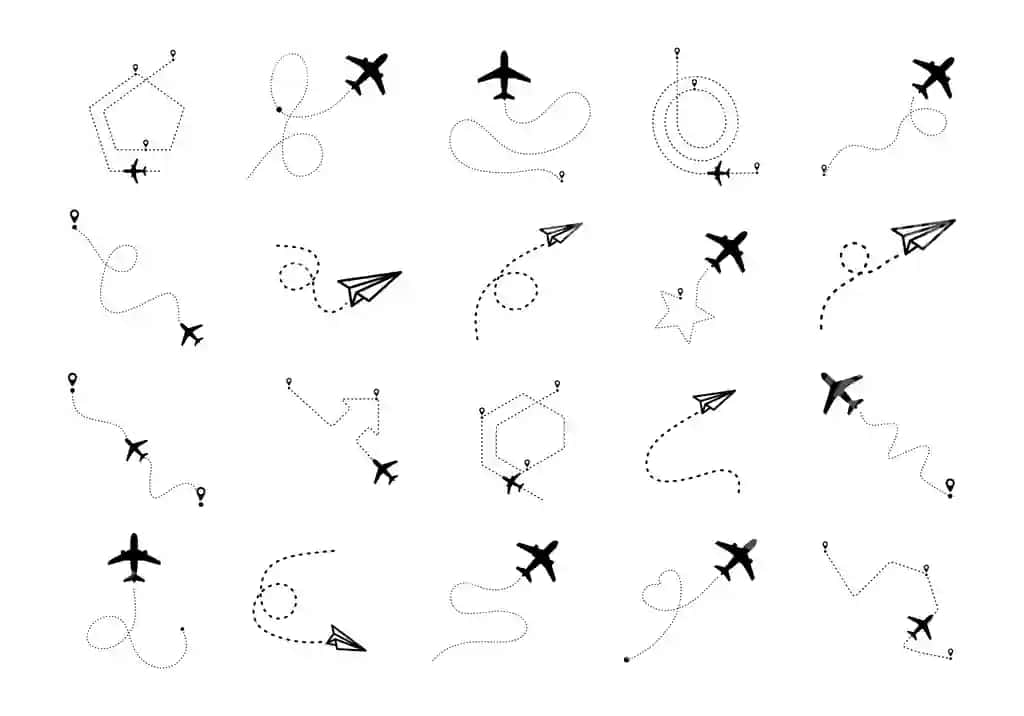 Samolyotning nuqta chiziqli elementlar to'plami | Airplane dotted line element set