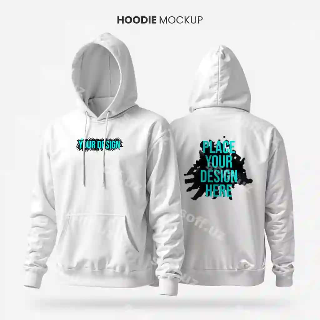 Oldi qora dizaynli ikkita oq kaput | Two white hoodies with black design front
