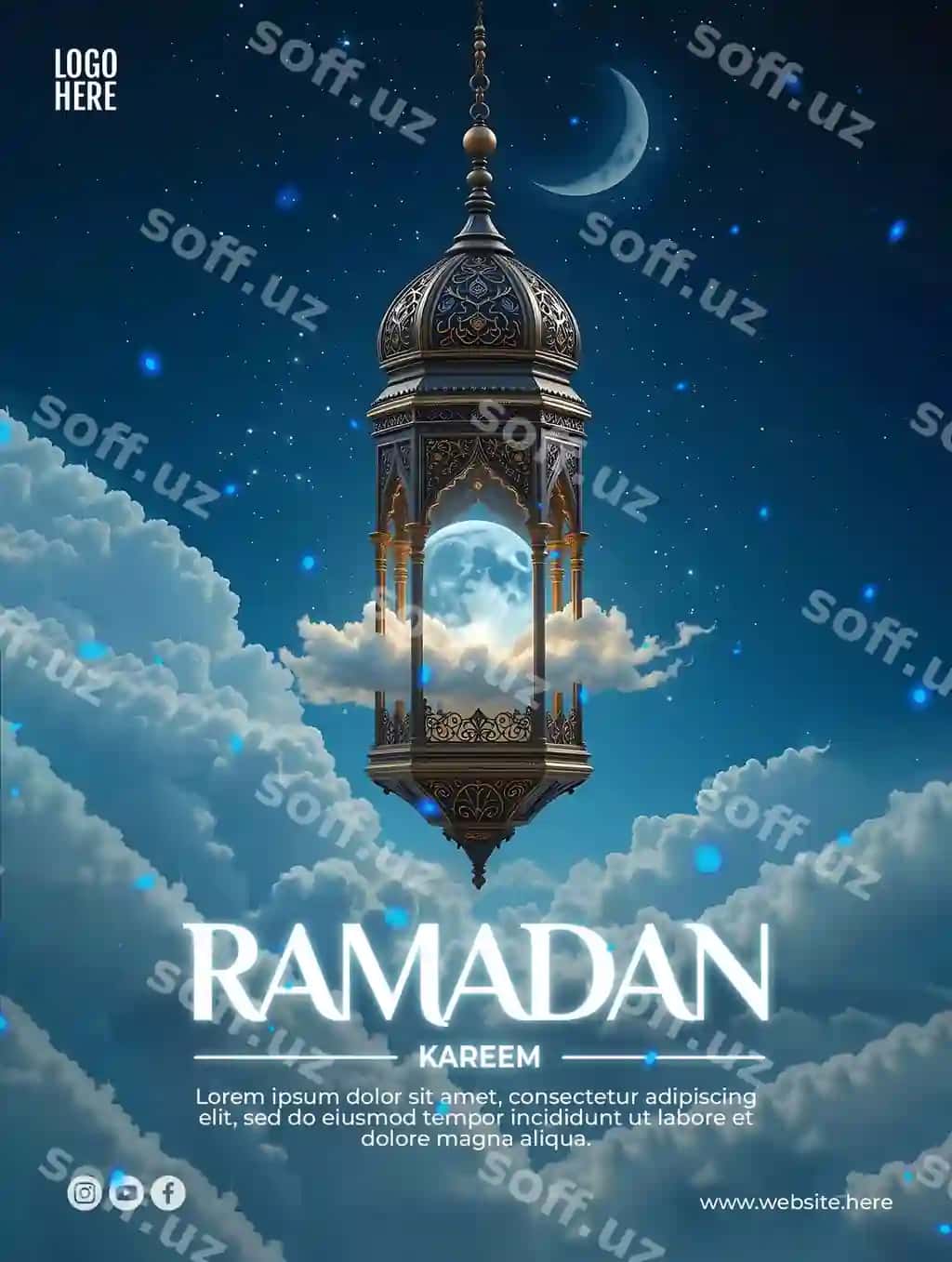 Ramazon posteri go'zal chiroq rasmlari bilan | Ramadan poster with photo beautiful lanterns