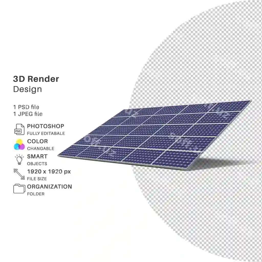Quyosh paneli 3D modelirovka PSD fayl realistik quyosh paneli | Solar panel 3d modeling psd file realistic solar panel