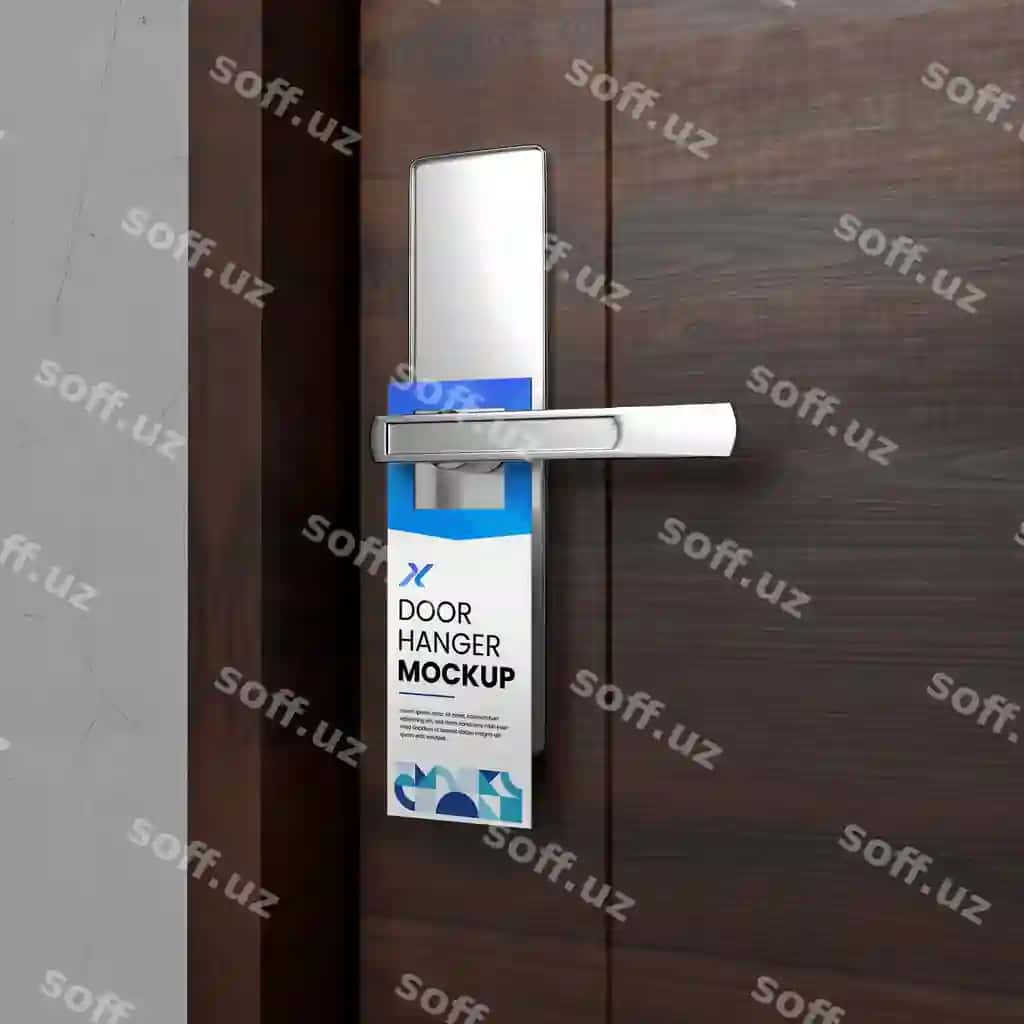 Devor asbobi namuna psd | Door hanger mockup psd