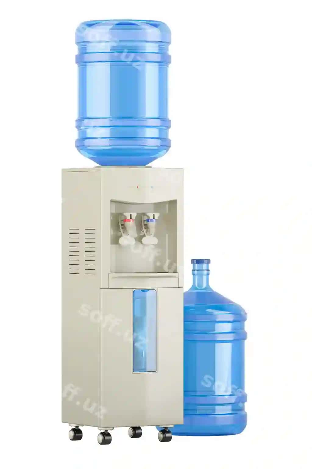 Suv sovutgichli suv dispenser shishasi 3D renderlash izolyatsiyalangan shaffof | Water cooler water dispenser bottle 3d rendering isolated transparent