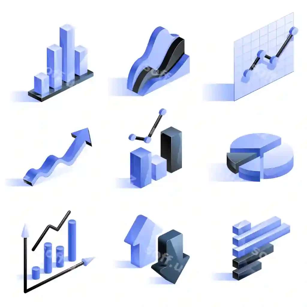 Grafiklar diagrammalar biznes moliyasi izometrik ikonkalar | Charts diagrams business finance isometric icons