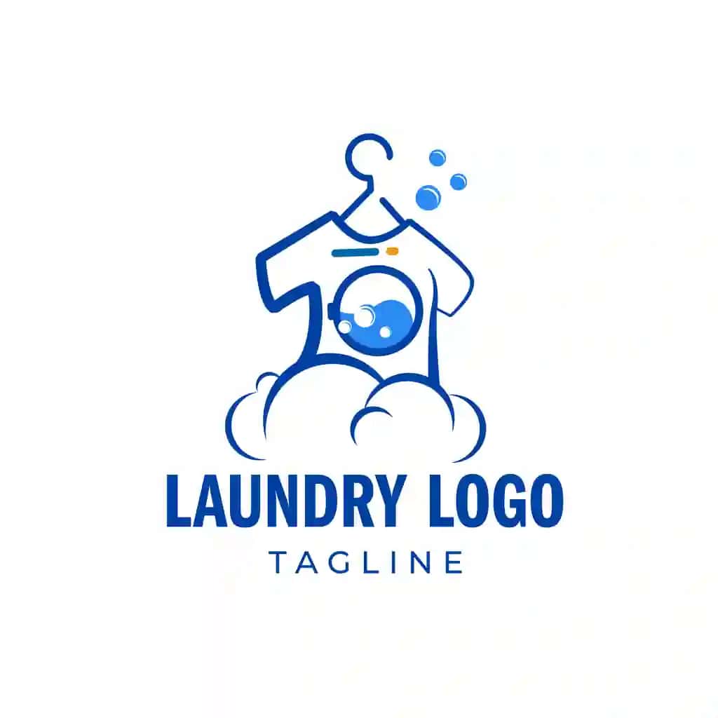 Moviy kir yuvish mashinasi logotipi mos tozalash biznesi | Blue laundry washing machine logo suitable cleaning business