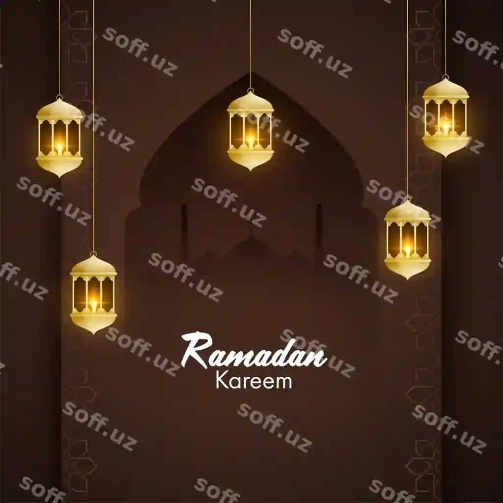 Iit sham'lar arab oltin chiroqlar ichidagi masjid silueti jigarrang | Iit candles inside arabic golden lanterns mosque silhouette brown