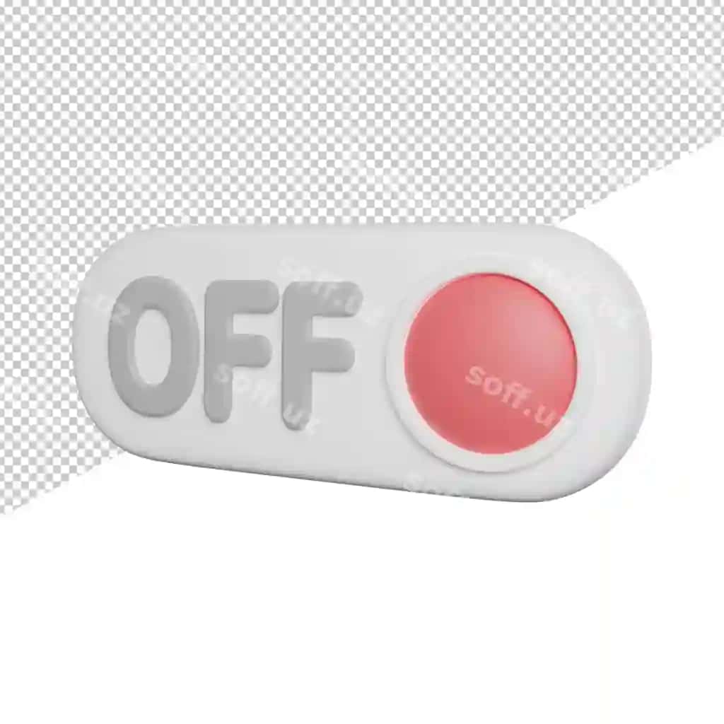 O'chirish tugmasi tomon ko'rinish 3d rendering ikonka illustratsiyasi shaffof orqali | Switch off button side view 3d rendering icon illustration ontransparent