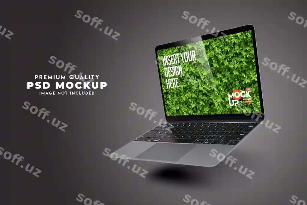 Noutbuk namuna dizayni premium PSD | Laptop mockup design premium psd