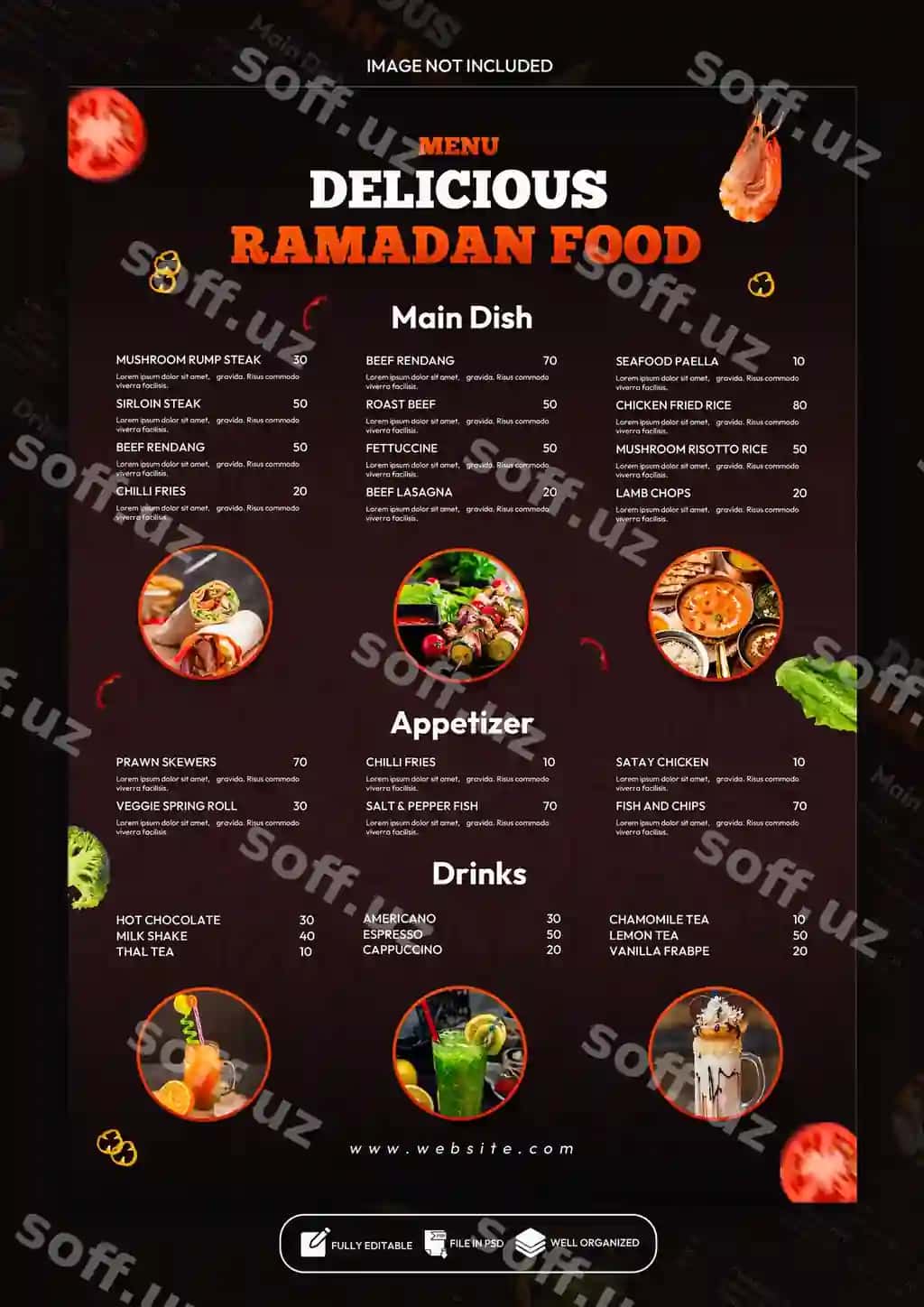 Restoran maxsus taom menyusi plakat dizayn shabloni | Restaurant special food menu poster design template
