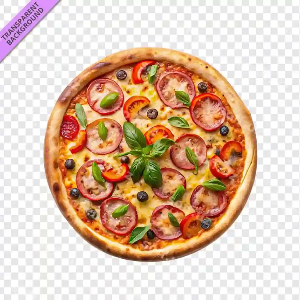 Shaffof fonda turli xil qo'shimchalar bilan pitsa | Pizza with different toppings transparent background