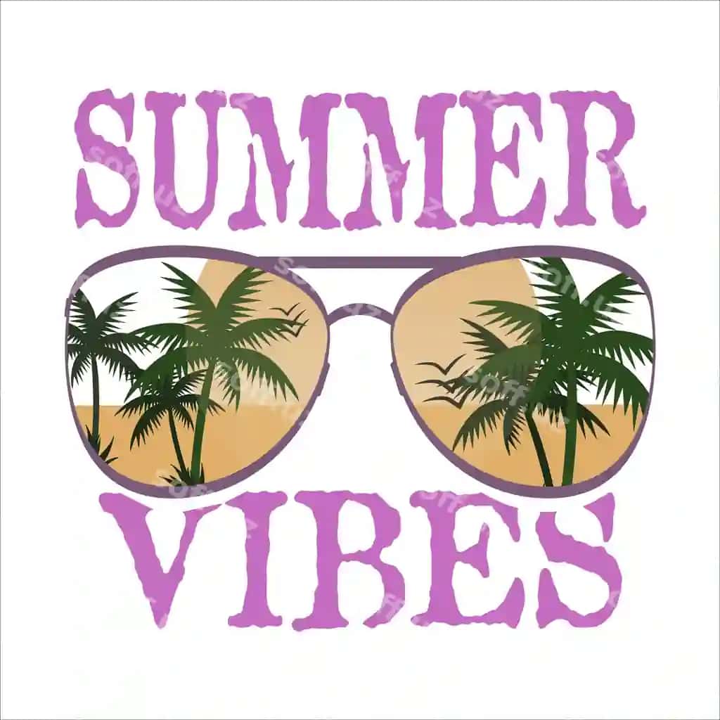 Plyaj palmalari bilan quyoshdan saqlaydigan ko'zoynaklar yozgi vibes so'zlari | Sunglasses with beach palms sun it summer vibes words