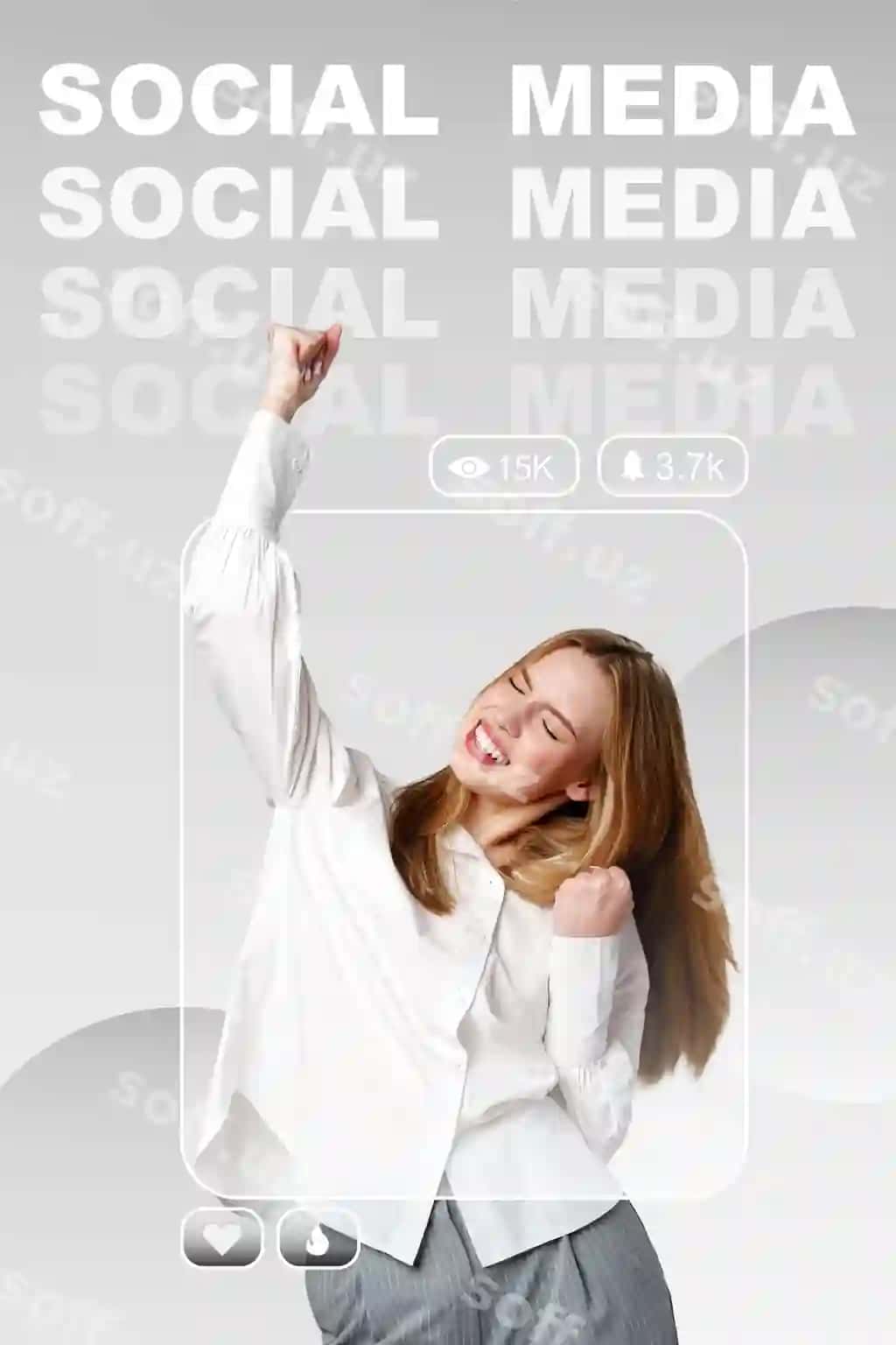 Muvaffaqiyatni nishonlash ijtimoiy media zamonaviy raqamli auditoriyani jalb qilishning quvonchli ifodasi | Celebrating success social media with joyful expression audience engagement modern digital