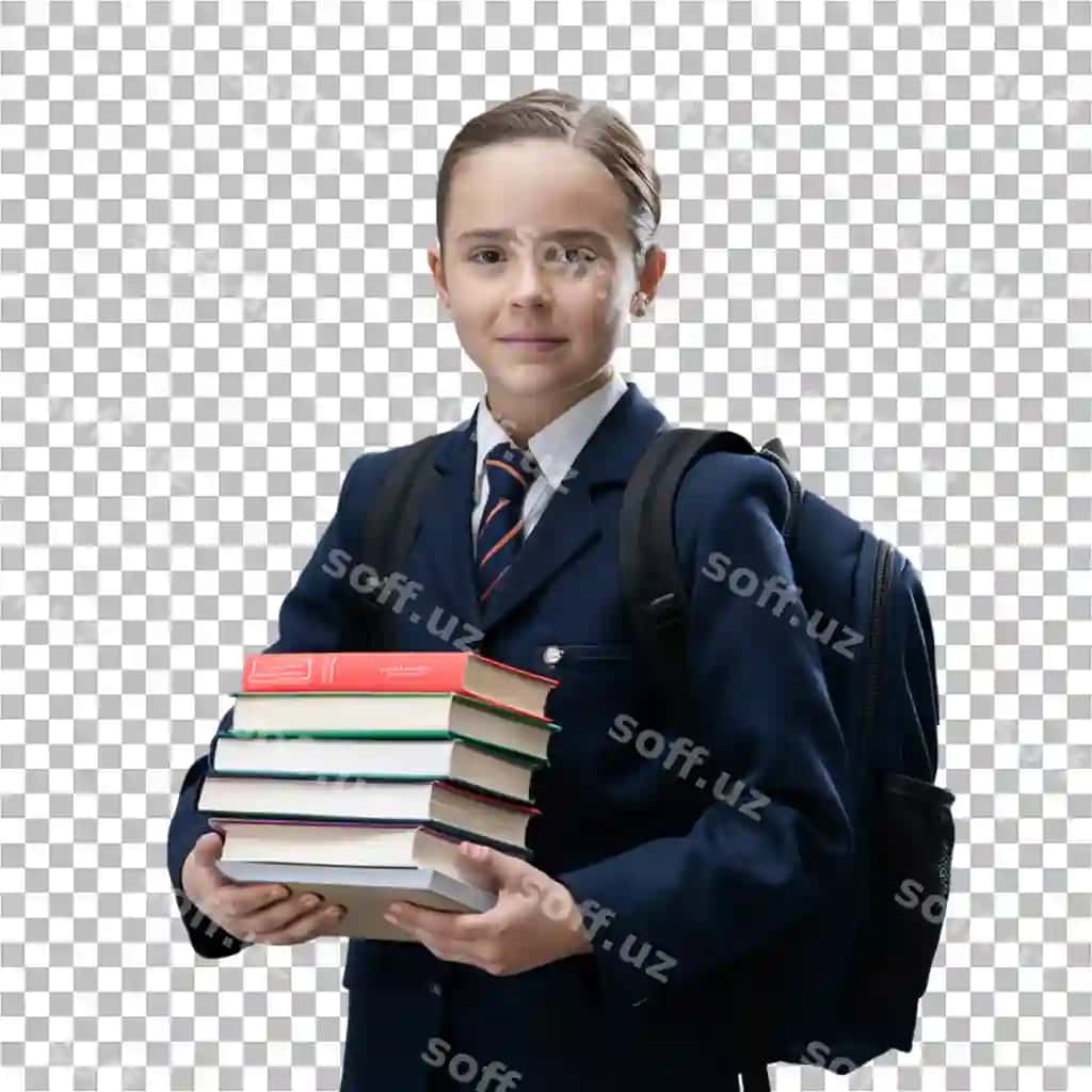 Izolyatsiya qilingan oq fonda kitoblarni ko'tarayotgan talaba | Student carrying books isolated white background