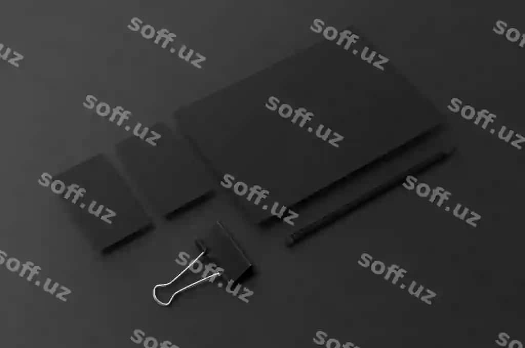 Qora qozondoshliklar to'plami namunasi | Dark stationery set mockup