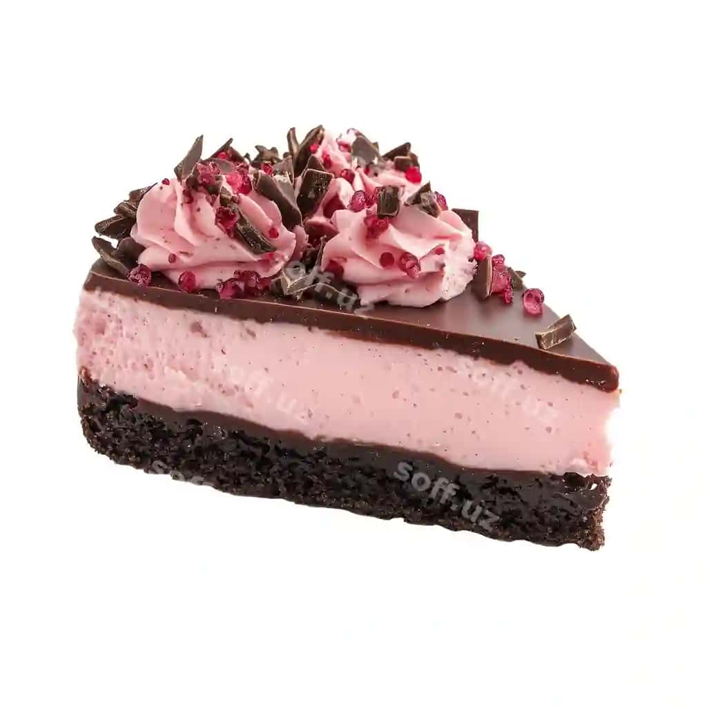 Gulbino shokolad tort kesimi ajraltirilgan shaffof oq fonda | Chocolate cake slice pink isolated transparent white background