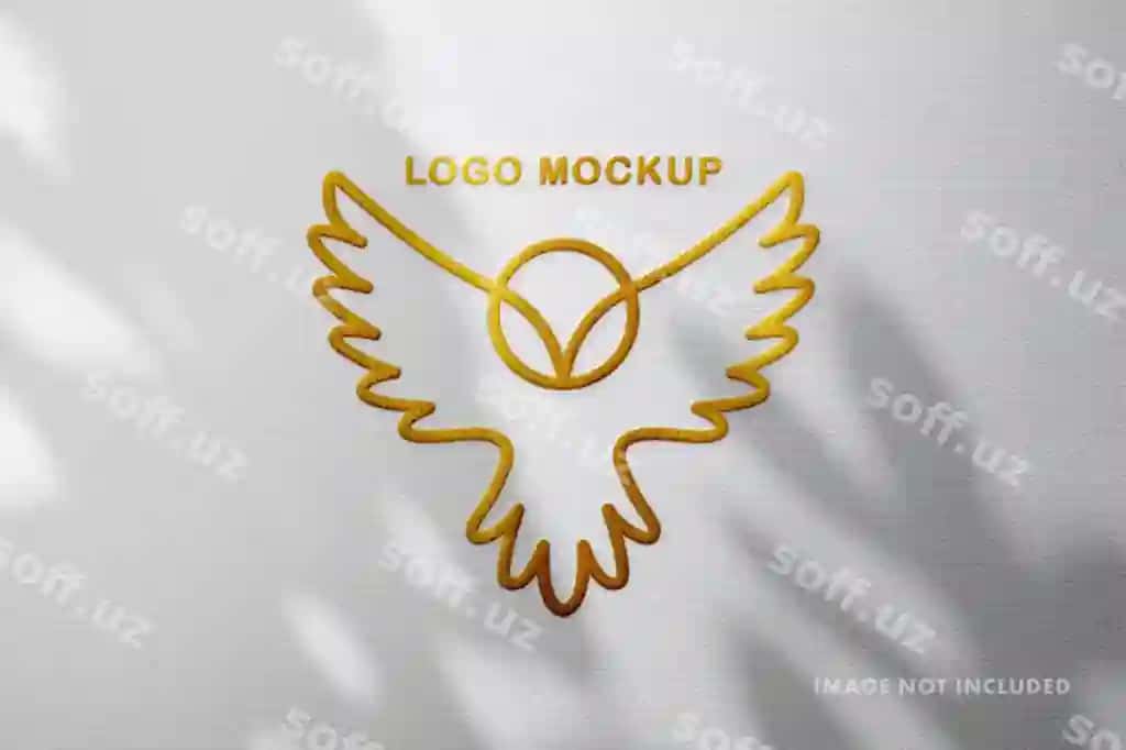 Oltin qoplayotish logotip namunasi | Gold embossing logo mockup