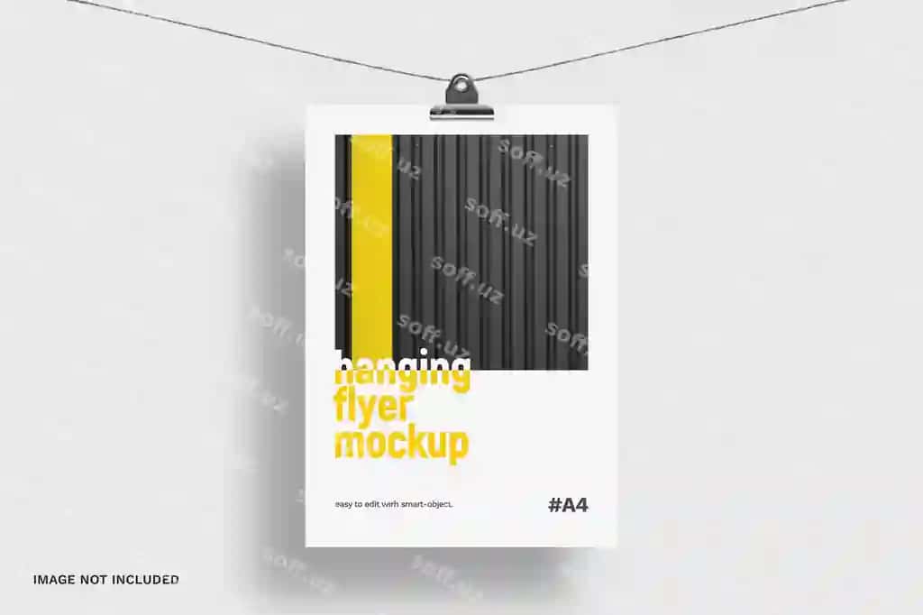 Izolyatsiya qilingan osilgan flayer maketi | Hanging flyer mockup isolated