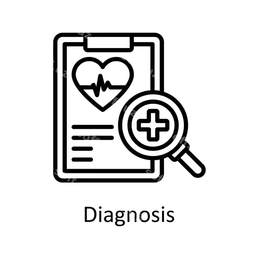 Tashxis vektor chetka ikonka dizayn illustratsiya tibbiy ramz | Diagnosis vector outline icon design illustration medical symbol