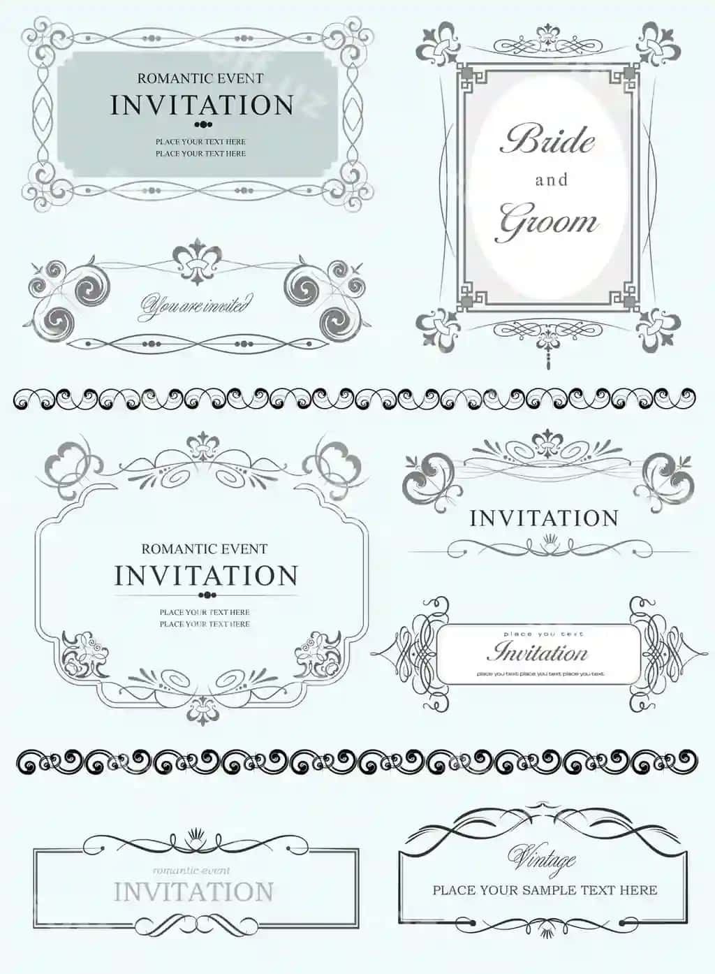 Bezatilgan vektor ramkalar to'plami | Collection ornate vector frames 2