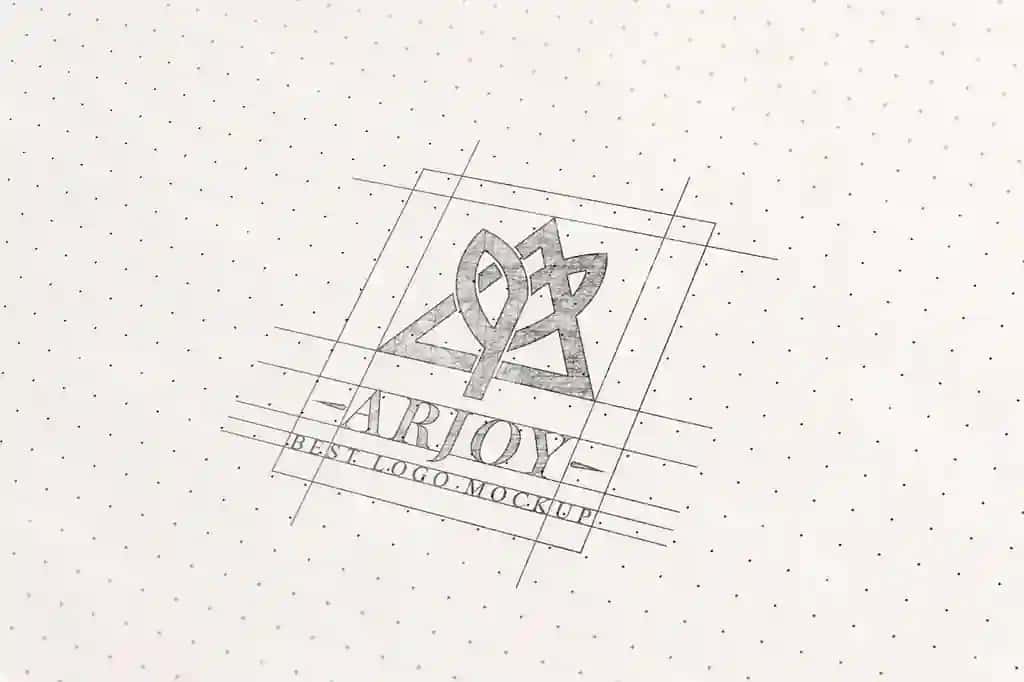 Qalam bilan chizilgan minimalizm logotipi mockup | Pencil sketch minimalist logo mockup