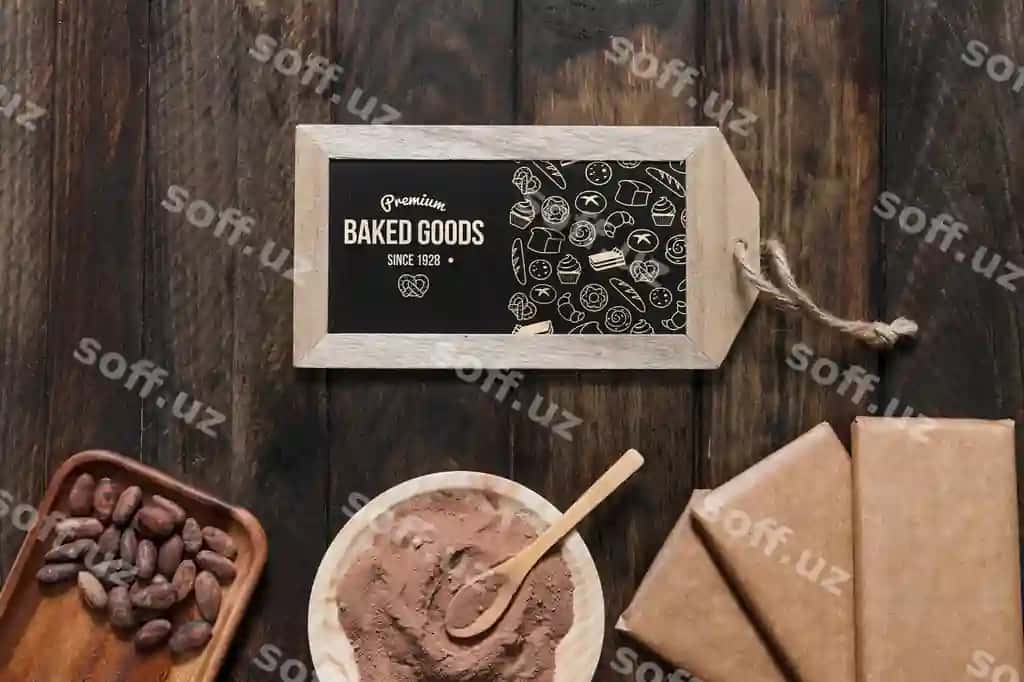 Slate model shokolad kontseptsiyasi bilan | Slate mockup with chocolate concept